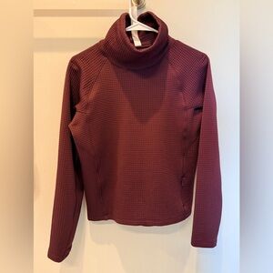 Lululemon Waffle-Knit Funnel-Neck Long-Sleeve Shirt Top ~ Sz 2 ~ Black Plum